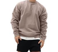 Sweat - Shirt à col Rond pour Homme Pull de Sport à Manches Longues à col Rond Maillot d'entraînement léger Casual Solid Color (Couleur Kaki,XL)
