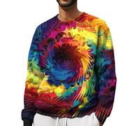 Sweat-shirt à col rond pour homme, sweat-shirt en coton imprimé coloré, pull à la mode et personnalité, pull ample, pull décontracté à manches longues sans capuche à l'automne