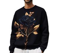 Sweat-shirt à col rond pour homme, sweat-shirt en coton imprimé rose, pull tendance et unique, pull décontracté sans capuche à l'automne, noir foncé, XL