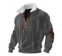 Sweat-shirt à cordon pour hommes Style occidental - Col montant Fermeture 1/4 à bouton Pull à manches longues avec charme rétro et texture douce pour les week-ends d'automne et les réunions de loisirs