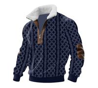 Sweat-shirt à cordon pour hommes Style occidental - Col montant Fermeture 1/4 à bouton Pull à manches longues avec charme rétro et texture douce pour les week-ends d'automne et les réunions de loisirs