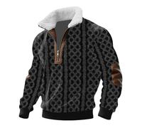 Sweat-shirt à cordon pour hommes Style occidental - Col montant Fermeture 1/4 à bouton Pull à manches longues avec charme rétro et texture douce pour les week-ends d'automne et les réunions de loisirs