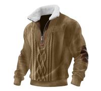 Sweat-shirt à cordon pour hommes Style occidental - Col montant Fermeture 1/4 à bouton Pull à manches longues avec charme rétro et texture douce pour les week-ends d'automne et les réunions de loisirs