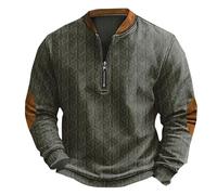 Sweat-shirt à demi-fermeture éclair 1/4 pour homme - Sweat vintage à manches longues - Graphique 3D - Sweat à capuche tendance - Pour sports de plein air - Coupe ample - Style décontracté - Hip Hop