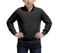 Sweat-shirt à demi-fermeture éclair pour garçon - Sans capuche - Manches longues - Solide - Plaid surdimensionné - Couleur unie - Hauts basiques - Demi-fermeture éclair - Vêtements pour enfants, O
