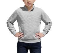 Sweat-shirt à demi-fermeture éclair pour garçon - Sans capuche - Manches longues - Solide - Plaid surdimensionné - Couleur unie - Hauts basiques - Demi-fermeture éclair - Vêtements pour enfants, O
