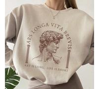 Sweat-shirt à épaules tombantes avec graphique de lettres et de chiffres ARS LONGA VITA BREVIS L'ART EST LONG, LA VIE EST COURTE, Hauts à manches longues pour la remise des diplômes, la rentrée scolai