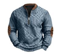 Sweat-shirt à fermeture éclair 1/4 pour homme, sweat-shirt vintage confortable, pull décontracté classique sans capuche, pull ample tendance sans poche à l'automne, bleu, XXL