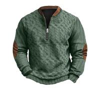 Sweat-shirt à fermeture éclair 1/4 pour homme, sweat-shirt vintage confortable, pull décontracté classique sans capuche, pull ample tendance sans poche à l'automne, Vert, XXL