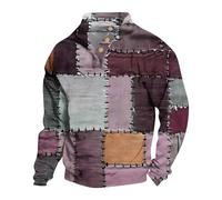 Sweat-shirt à imprimé à carreaux pour homme - Sweatshirt à carreaux pour homme - Sweatshirt décontracté à col montant - Sweat à capuche tendance - Sweat à capuche à manches longues - Style hip-hop