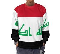 Sweat-Shirt À Imprimé Irak Drapeau National Veste Pull Survêtement Vêtement Classique Col Rond Manche Raglan Facile À Porter Coupe Confortable Tissu Élastique Adapté À Toutes Les Saisons