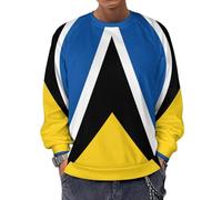 Sweat-Shirt À Imprimé Sainte-Lucie Drapeau National Veste Pull Survêtement Vêtement Classique Col Rond Manche Raglan Facile À Porter Coupe Confortable Tissu Élastique Décontracté Extérieur Doux Chaud
