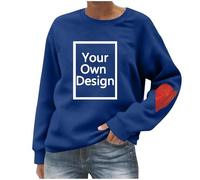 Sweat-shirt à imprimer pour femmes - Motif de cœur Pull à personnaliser avec logo de texte photo, personnalisation exclusive, vêtements de Noël, Halloween pour couples famille fête, bleu, M