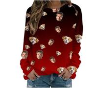 Sweat-shirt à imprimer pour femmes - Pull dégradé de couleur à personnaliser avec logo de texte photo, personnalisation exclusive personnalisée, vêtements de Noël et d'Halloween pour couples famille