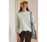 Sweat-shirt à manches 3/4, col rond et rayures