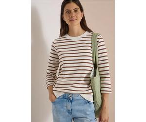 Sweat-shirt à manches 3/4, col rond et rayures