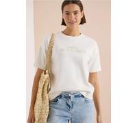 Cecil Sweat-Shirt à Manches Courtes avec Broderie Vanilla White XS