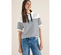 Sweat-shirt à manches courtes avec capuche et rayures