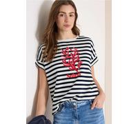 Sweat-shirt à manches courtes et larges rayures