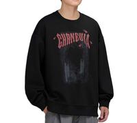 Sweat-shirt à manches longues décontracté imprimé ample col rond sans capuche confortable respirant tissu doux élégant streetwear sweat, Black-h, M