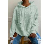 sweat-shirt à manches longues en tricot jacquard de couleur unie décontracté et ample pour femmes grandes tailles, printemps 0XL,1XL,2XL,3XL,4XL,5XLTissu tricoté
