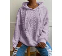 sweat-shirt à manches longues en tricot jacquard de couleur unie, style décontracté et ample, pour femmes grandes tailles, printemps 0XL,1XL,2XL,3XL,4XL,5XLTissu tricoté