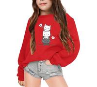 Sweat-Shirt à Manches Longues et col Rond pour Fille, imprimé Lettres, Automne et Hiver Cardigans Fille avec Poches Doux Pack De T-Shirts Surdimensionnés pour Filles