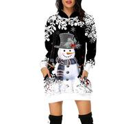 Sweat-shirt à manches longues pour femme avec poches au niveau des hanches pour un look décontracté tendance « Merry Christmas », Noir , M