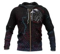 Sweat-Shirt à Manches Longues Pour Homme Avec Tatouage De Loup Et Corbeau Viking Fenrir Sweat à Capuche Zippé Décontracté Pull Veste Style Streetwear Rétro Nordique Imprimé En 3D(ZIP Odin Raven,3XL)