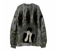 Sweat-shirt à manches longues pour homme - Costumes d'Halloween pour adultes - Pull effrayant - Imprimé 3D - Sans capuche - Pull à col rond - Thème festival - Pull horrible humanoïde monstre, noir
