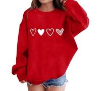 Sweat-shirt à motif cœur pour filles - Pull surdimensionné pour l'école - Pull de sport d'automne et d'hiver à manches longues - Coupe ample - Confortable - Vêtements de sport décontractés et