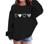 Sweat-shirt à motif cœur pour filles - Pull surdimensionné pour l'école - Pull de sport d'automne et d'hiver à manches longues - Coupe ample - Confortable - Vêtements de sport décontractés et