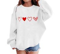 Sweat-shirt à motif cœur pour filles - Pull surdimensionné pour l'école - Pull de sport d'automne et d'hiver à manches longues - Coupe ample - Confortable - Vêtements de sport décontractés et
