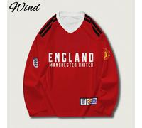 Sweat-shirt ample à manches longues avec imprimé lettres et chiffres pour hommes, équipe de football d'Angleterre, style décontracté et léger pour le campus et la rue, printemps/été/automne L,M,S,XL,X