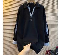 Sweat-shirt ample à manches longues, décontracté, en patchwork rayé pour femmes grandes tailles 1XL,2XL,3XL,4XL,5XLBlocs de couleur,RayéTissu tricoté