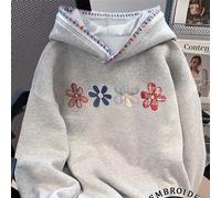 sweat-shirt ample d'automne casual avec cordon de serrage et broderie 1XL,2XL,3XL,4XL,5XLNoëlTissu tricoté