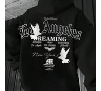 sweat-shirt ample pour adolescents garçons, imprimé avec motif d'oiseau de foi et de lettres, style campus automne-hiver, convient pour le port des étudiants à la rentrée scolaire. 14Y,13Y,16Y,15YSlog