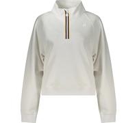 Sweat-shirt blanc pour femme avec détails contrastés et demi-zip, taille : L Couleur : Bianco
