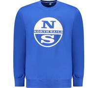 Sweat-shirt bleu à manches longues pour hommes, col rond, motif imprimé, taille : S Couleur : Blu
