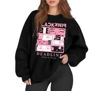 Sweat-Shirt Born Pink Noir et Rose World Tour à col Rond et Manches Longues Sweat-Shirt Tenues pour Concert 01-Blanc L