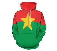 Sweat-Shirt Capuche Double Unisexe Imprimé Burkina Faso Drapeau National Veste Multifonction Taille Grande Coupe Ample Manches Élastiques Design Classique Style Université