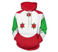 Sweat-Shirt Capuche Double Unisexe Imprimé Burundi Drapeau National Veste Multifonction Taille Grande Coupe Ample Manches Élastiques Design Classique Style Université