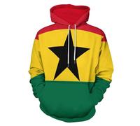 Sweat-Shirt Capuche Double Unisexe Imprimé Ghana Drapeau National Veste Multifonction Taille Grande Coupe Ample Manches Élastiques Design Classique Style Université