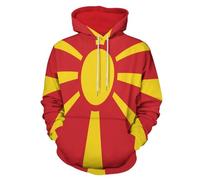 Sweat-Shirt Capuche Double Unisexe Imprimé Macédoine Drapeau National Veste Multifonction Taille Grande Coupe Ample Manches Élastiques Design Classique Style Université