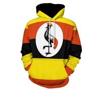Sweat-Shirt Capuche Double Unisexe Imprimé Ouganda Drapeau National Veste Multifonction Taille Grande Coupe Ample Manches Élastiques Design Classique Style Université