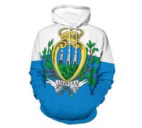 Sweat-Shirt Capuche Double Unisexe Imprimé Saint-Marin Drapeau National Veste Multifonction Taille Grande Coupe Ample Manches Élastiques Design Classique Style Université