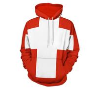 Sweat-Shirt Capuche Double Unisexe Imprimé Suisse Drapeau National Veste Multifonction Taille Grande Coupe Ample Manches Élastiques Tissu Extensible Résistant Quotidien