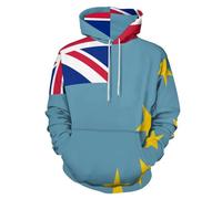 Sweat-Shirt Capuche Double Unisexe Imprimé Tuvalu Drapeau National Veste Multifonction Taille Grande Coupe Ample Manches Élastiques Design Classique Style Université