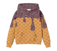 Sweat-Shirt Capuche Enfant Ado Filles Casual Sweat Manches Longues Coton Sport Pull Tops Unisexe 3D Imprimer Enfants Fille Sportwear Fashion Large Confortable 7-14 Ans