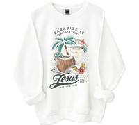 Sweat-shirt Chillin' With Jesus, Paradise Is Chillin' With Jesus I Will Give You Rest Jesus Shirt, blanc, L